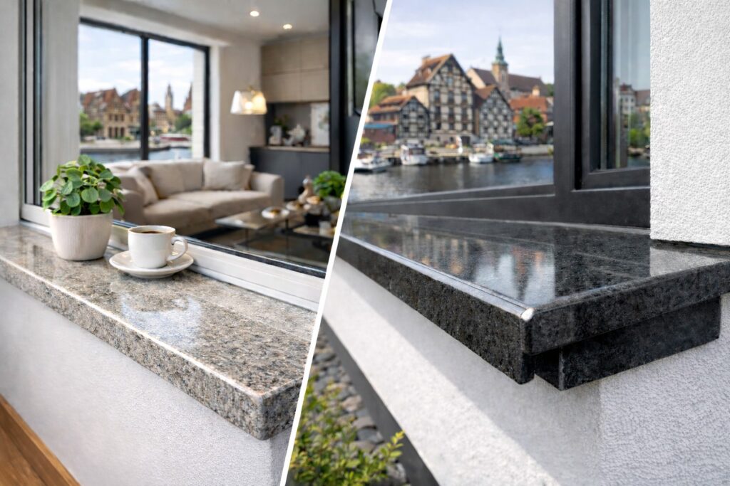 parapety granitowe Bydgoszcz wewnętrzne i zewnętrzne na wymiar z naturalnego kamienia